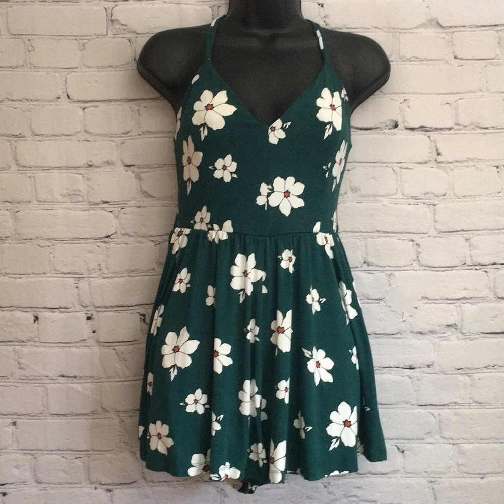 GREEN| FLORAL| SHORTS ROMPER
